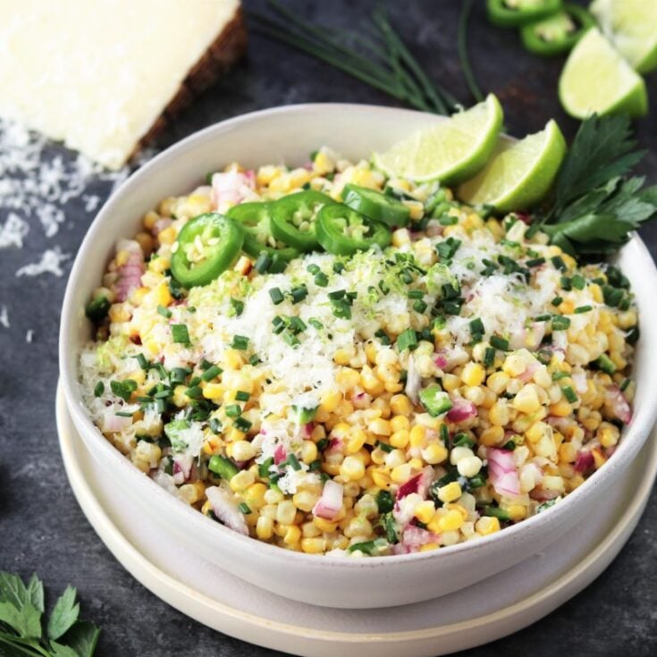 Grilled Corn with Manchego and Lime and Topped with Chives - Give it Some Thyme