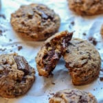 Gooey Dark Chocolate Chunk Cookies | Give it Some Thyme – irresistible soft and chewy dark chocolate chunk cookies made with white whole wheat flour! #darkchocolatechunkcookies #darkchocolatechunkrecipes #chocolatechunkcookies #chocolatechunkcookieseasy #chocolatechunkcookieschewy #softchocolatechunkcookies #bestchocolatechunkcookies #whitewholewheatflour #whitewholewheatflourcookies #whitewholewheatflourrecipes #giveitsomethyme