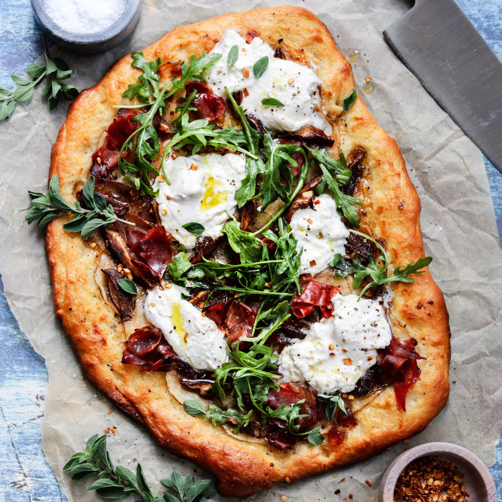 Potato Mushroom and Burrata Pizza Give it Some Thyme