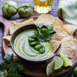 Roasted Tomatillo Salsa Verde - Give it Some Thyme - this quick and easy recipe has a sweet, spicy flare that's more than an amazing chip dip. You'll want to put it on everything! #salsaverde #salsaverderecipe #salsaverdetomatillo #salsaverdemexicana #roastedsalsaverde #roastedsalsaverderecipe #roastedtomatillosalsa #roastedtomatillosalsaverde #roastedtomatillos #salsa #chipdip #giveitsomethyme