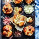 Prosciutto and Gruyere Brioche Rolls | Give it Some Thyme – this easy, homemade French Brioche is deliciously tender, buttery, and flaky with a deep golden, shiny crust. #brioche #briochemuffins #briocherecipe #briocherolls #homemadebrioche #homemadebriochebread #homemadebread #homemadebreadrecipes #frenchbrioche #frenchbriocherecipe #giveitsomethyme