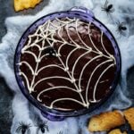 Spooky Chocolate Glazed Cannoli Dip - Kids of all ages will love this easy Dark Chocolate Glazed Cannoli Dip loaded with mini chocolate chips! Make it ahead for an easy and irresistible Halloween treat! #cannolidip #bestcannolidip #halloweendesserts #halloweentreats #makeaheaddesserts #dessertsforparties #giveitsomethyme | giveitsomethyme.com