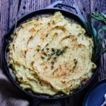 Skillet Turkey Shepherd’s Pie | Give it Some Thyme - transform your Thanksgiving leftovers into yet another delicious meal that doesn’t let anything go to waste and with much less clean up! #shepherdspie #turkeyshepherdspie #leftoverturkey #thanksgivingleftovers #thanksgivingleftoverrecipes #thanksgivingleftoverideas #giveitsomethyme