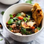 Red Wine Braised Lentils with Spinach & Pearl Onions | Give it Some Thyme - This hearty stew is chock-full of nutrients and rich, earthy flavor. Vegan comfort food at its finest! #lentils #lentilsrecipe #braisedlentils #spinachrecipe #frenchgreenlentils #lentilsandspinach #vegan #veganstew #glutenfree #healthydinnerrecipes #lowfatrecipes #giveitsomethyme