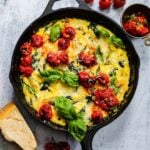 Spinach Asparagus Leek Frittata w/ Roasted Cherry Tomatoes | giveitsomethyme.com – An easy and flavorful frittata made with fresh seasonal produce!