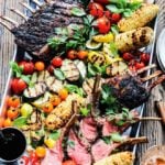 Grilled Rack of Lamb and Summer Vegetables | giveitsomethyme.com – Fire up the grill for an amazing feast of tender lamb charred to perfection along with summer squash, zucchini, corn and tomatoes!