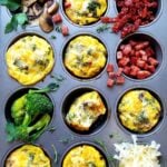 Mini frittatas baked and served from muffin tin.