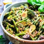 Green beans, asparagus, broccoli, brussel sprouts and mushrooms roasted in balsamic glaze.