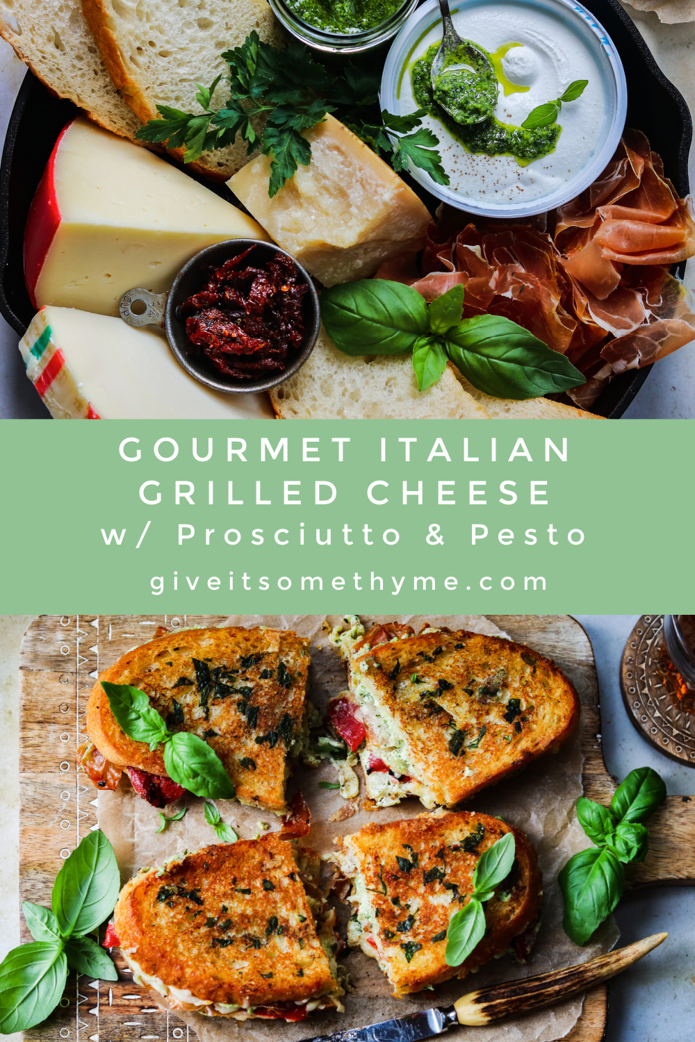 Gourmet Italian Grilled Cheese with Pesto Give it Some Thyme