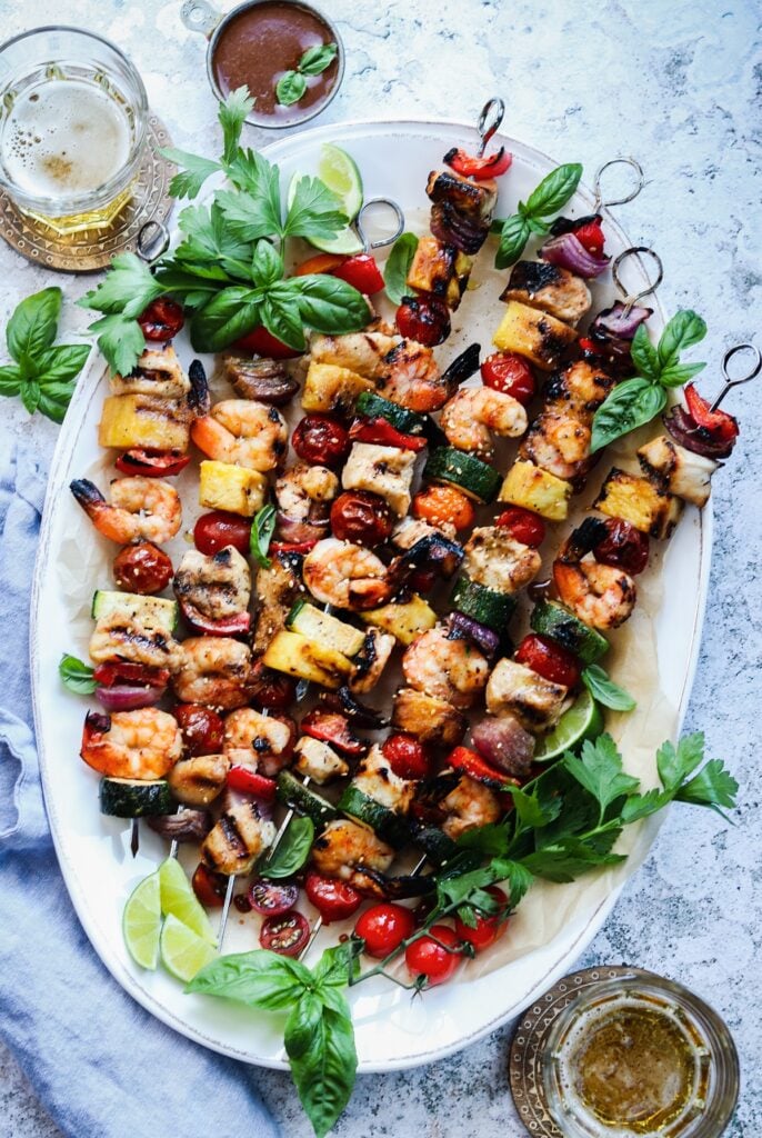 Grilled Shrimp and Chicken Kabobs Give it Some Thyme